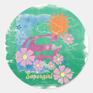 Supergirl Sun en Love Ronde Sticker