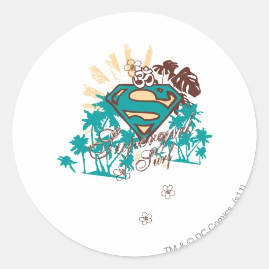 Supergirl Surf Ronde Sticker (Voorkant)
