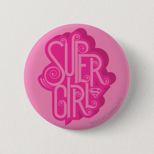 Supergirl Swirl 2 Ronde Button 5,7 Cm (Voorkant)