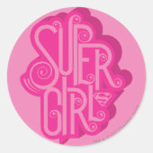 Supergirl Swirl 2 Ronde Sticker (Voorkant)