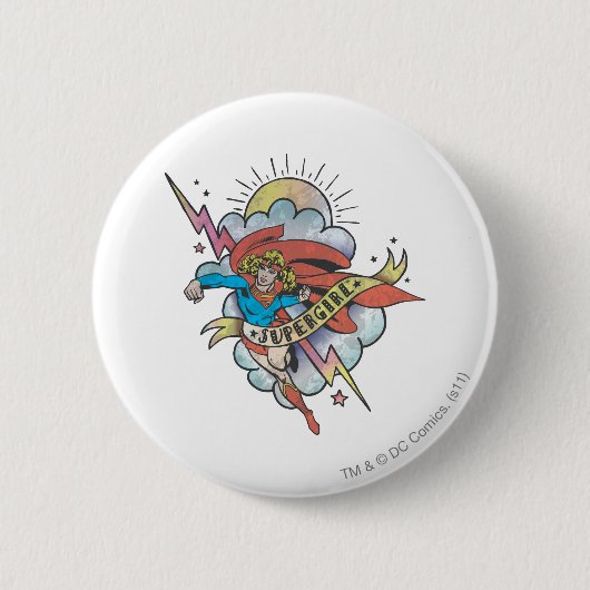 Supergirl Tattoo Ronde Button 5,7 Cm (Voorkant)