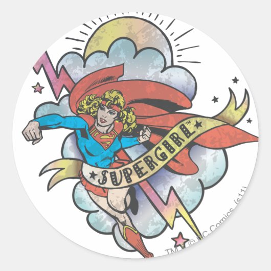 Supergirl Tattoo Ronde Sticker (Voorkant)