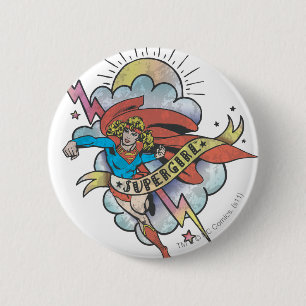 Supergirl Tattoo voor het geven van licht Ronde Button 5,7 Cm