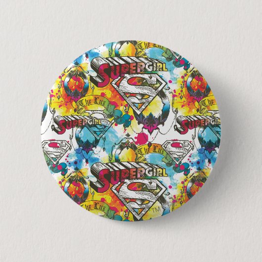 Supergirl The Lux Pattern Ronde Button 5,7 Cm (Voorkant)