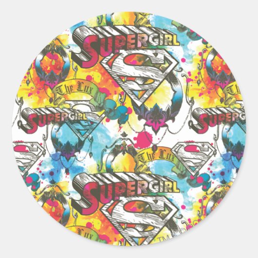Supergirl The Lux Pattern Ronde Sticker (Voorkant)