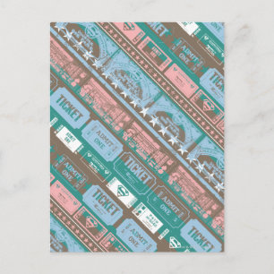 Supergirl Ticket Pattern Blue Briefkaart