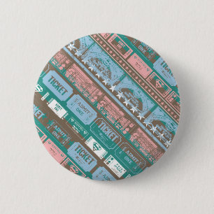 Supergirl Ticket Pattern Blue Ronde Button 5,7 Cm
