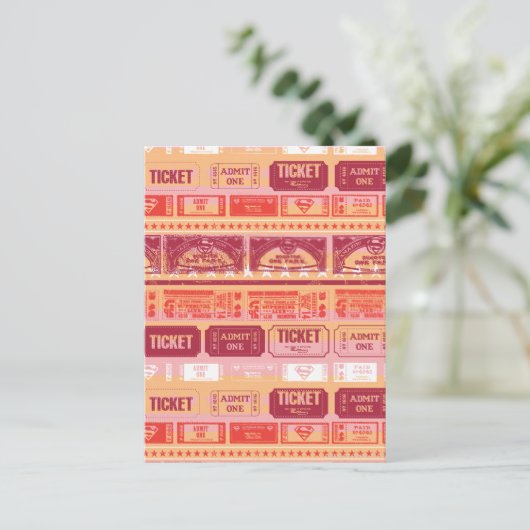 Supergirl Ticket Pattern Sinaasappel Briefkaart (Staand voorkant)