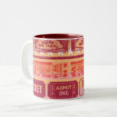 Supergirl Ticket Pattern Sinaasappel Tweekleurige Koffiemok (Voorkant links)