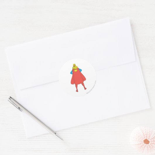 Supergirl Uitzicht Ronde Sticker (Envelop)