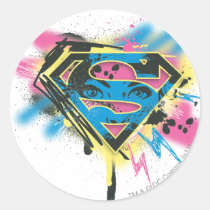 Supergirl, verf en morsen ronde sticker