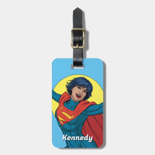 Supergirl Vliegen in Blauw Pak Bagagelabel (Voorkant verticaal)