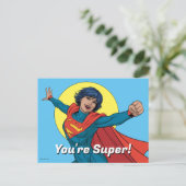 Supergirl Vliegen in Blauw Pak Briefkaart (Staand voorkant)