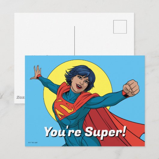 Supergirl Vliegen in Blauw Pak Briefkaart (Voorkant / Achterkant)