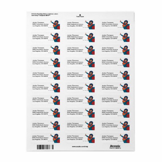 Supergirl Vliegen in Blauw Pak Etiket (Full Sheet)