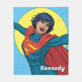 Supergirl Vliegen in Blauw Pak Fleece Deken (Voorkant)