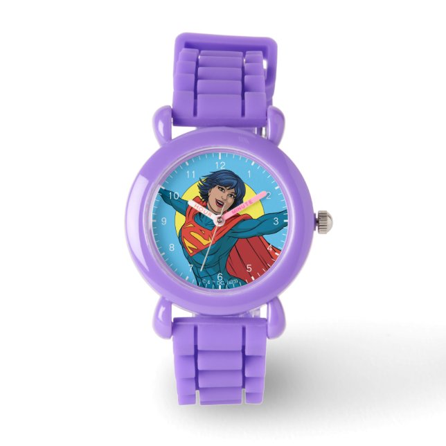 Supergirl Vliegen in Blauw Pak Horloge (Voorkant)