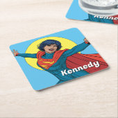 Supergirl Vliegen in Blauw Pak Kartonnen Onderzetters (Schuin)