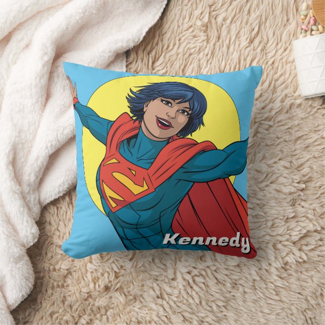 Supergirl Vliegen in Blauw Pak Kussen (Deken)
