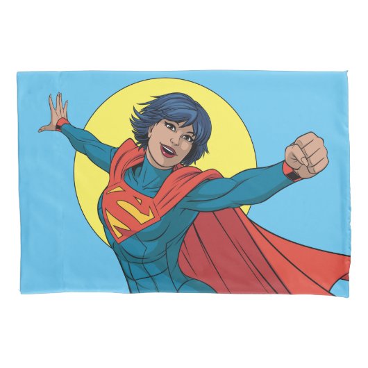Supergirl Vliegen in Blauw Pak Kussensloop (Voorkant)