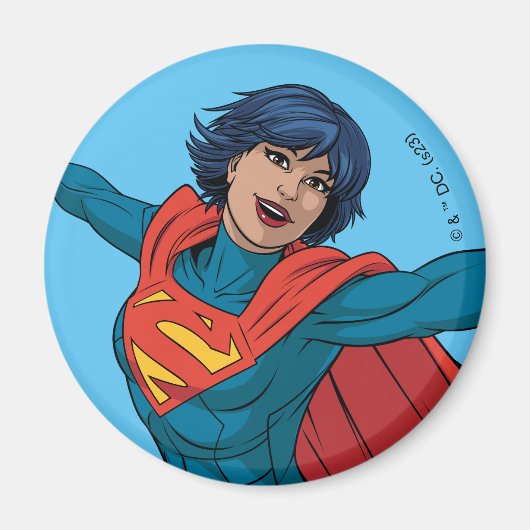 Supergirl Vliegen in Blauw Pak Magneet (Voorkant)