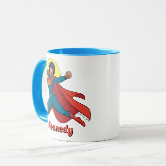 Supergirl Vliegen in Blauw Pak Mok (Voorkant links)