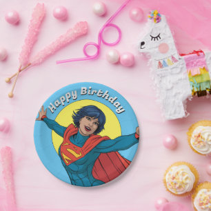 Supergirl Vliegen in Blauw Pak Papieren Bordje