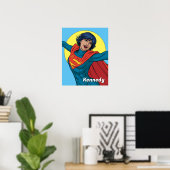 Supergirl Vliegen in Blauw Pak Poster (Thuiskantoor)