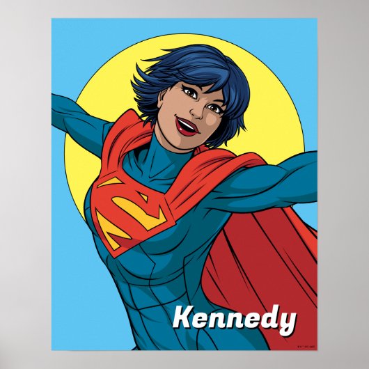 Supergirl Vliegen in Blauw Pak Poster (Voorkant)