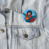 Supergirl Vliegen in Blauw Pak Ronde Button 5,7 Cm (In situ)