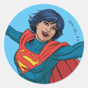 Supergirl Vliegen in Blauw Pak Ronde Sticker