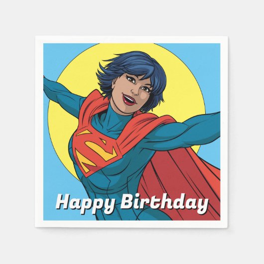 Supergirl Vliegen in Blauw Pak Servet (Voorkant)