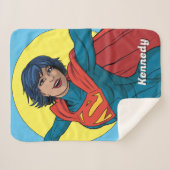 Supergirl Vliegen in Blauw Pak Sherpa Deken (Voorkant (horizontaal))