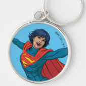Supergirl Vliegen in Blauw Pak Sleutelhanger (Voorkant)