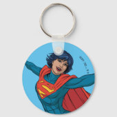 Supergirl Vliegen in Blauw Pak Sleutelhanger (Voorkant)