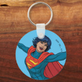 Supergirl Vliegen in Blauw Pak Sleutelhanger (Voorkant)