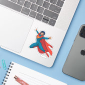 Supergirl Vliegen in Blauw Pak Sticker (Laptop met iPhone)