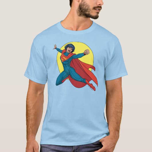 Supergirl Vliegen in Blauw Pak T-shirt (Voorkant)