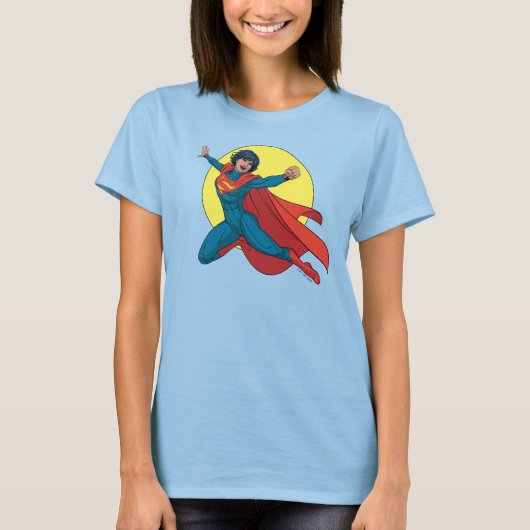 Supergirl Vliegen in Blauw Pak T-shirt (Voorkant)