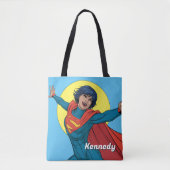 Supergirl Vliegen in Blauw Pak Tote Bag (Voorkant)