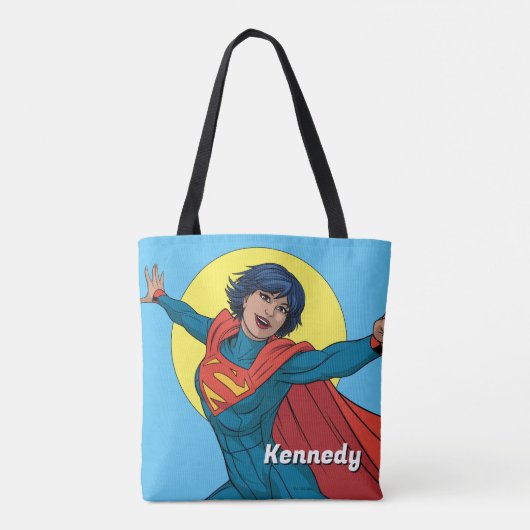 Supergirl Vliegen in Blauw Pak Tote Bag (Achterkant)
