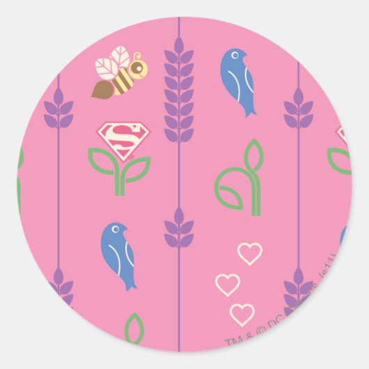 Supergirl vogels, bijen, bomen ronde sticker (Voorkant)