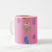 Supergirl vogels, bijen, bomen tweekleurige koffiemok (Voorkant links)