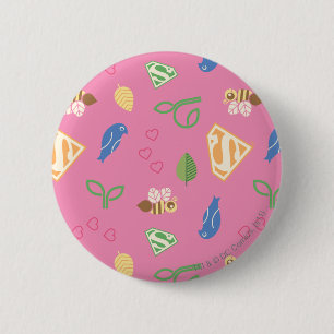 Supergirl vogels en bijenroze ronde button 5,7 cm