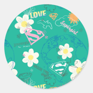 Supergirl voor het Vredespatroon Ronde Sticker