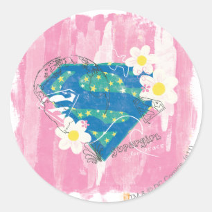 Supergirl voor Vredesroze Ronde Sticker