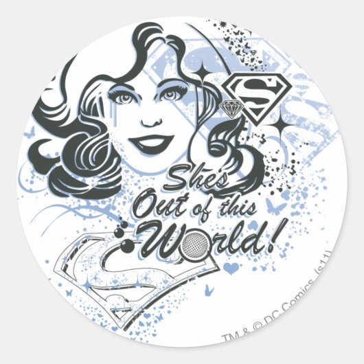 Supergirl, ze is uit deze wereld. ronde sticker (Voorkant)