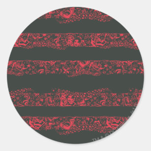 Supergirl, zwart-wit en rood lijnpatroon ronde sticker