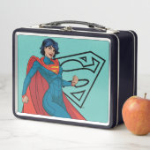 Supergirl zweven in blauw pak (In situ)