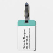 Supergirl zweven in blauw pak bagagelabel (Achterkant verticaal)